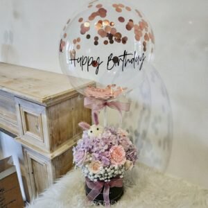 Hydrangea Mix Bloom Hot Air Balloon Bucket