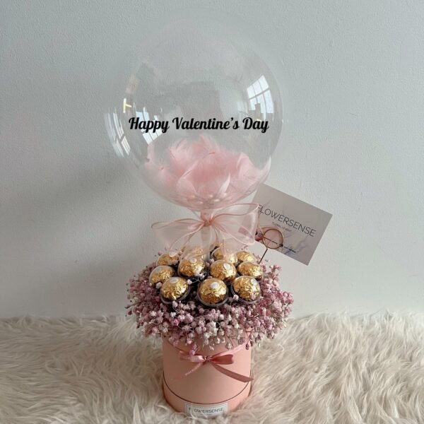 Ferrero Rocher with Baby Breath Hot Air Balloon Bucket